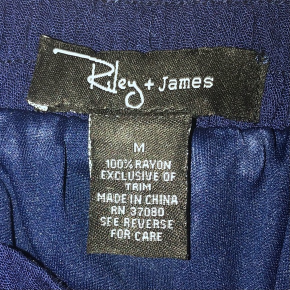 Riley+James Womens Shorts Elastic Waist Front Tie Navy Blue Cool Comfy S… - Picture 5 of 5